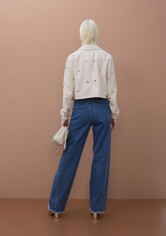 LOLA CASADEMUNT MITE CREAM STUDDED BOMBER JACKET MS2602023 126