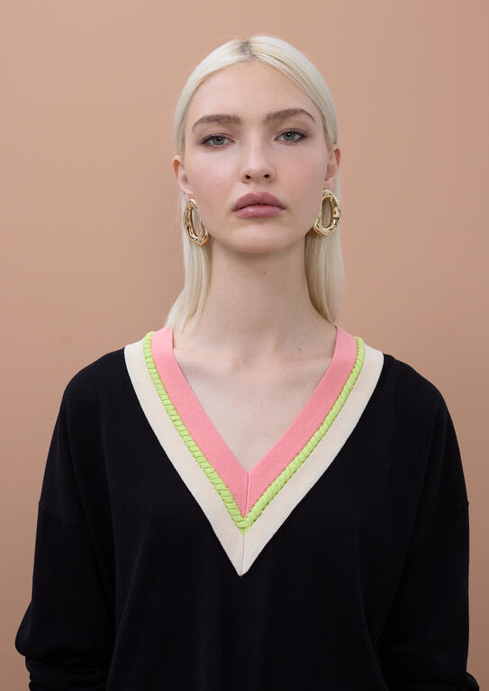 LOLA CASADEMUNT MITE BLUE  V-NECK SWEATER  MS2611001 126