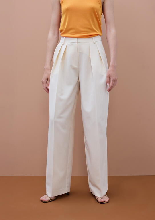 LOLA CASADEMUNT MITE CREAM WIDE-LEG TROUSERS MS2614007 126