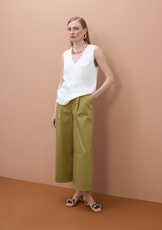 LOLA CASADEMUNT MITE KHAKI PLEATED TROUSERS MS2614020 126