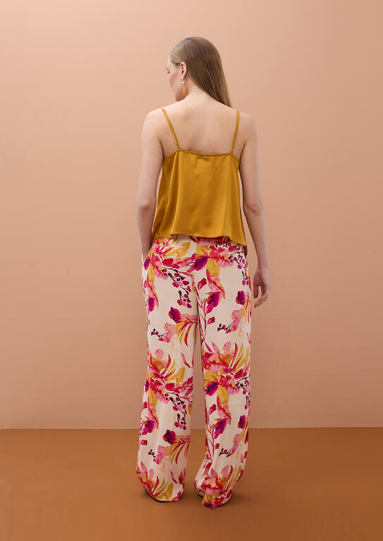LOLA CASADEMUNT MITE PINK PRINTED SATIN TROUSERS MS2614027 126