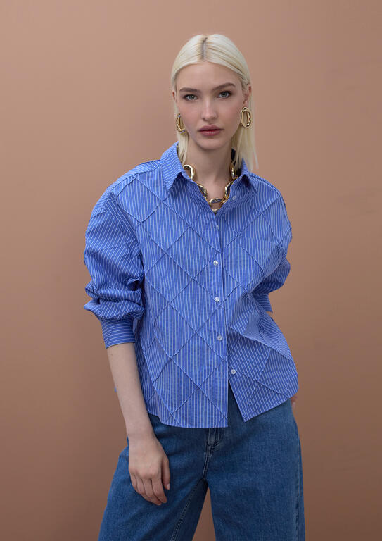 LOLA CASADEMUNT MITE BLUE OVERSIZE POPLIN SHIRT  MS2615020 126