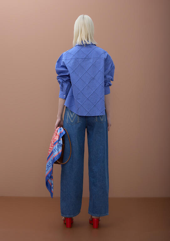 LOLA CASADEMUNT MITE BLUE OVERSIZE POPLIN SHIRT  MS2615020 126