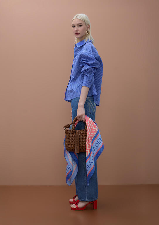 LOLA CASADEMUNT MITE BLUE OVERSIZE POPLIN SHIRT  MS2615020 126