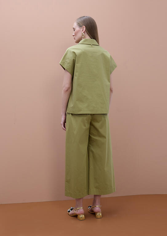 LOLA CASADEMUNT MITE KHAKI V-NECK SHIRT WITH ZIP MS2615046 126