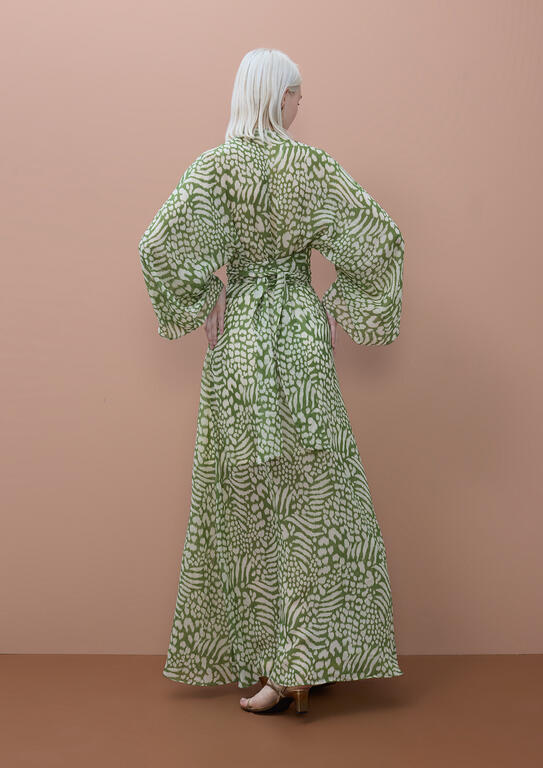 LOLA CASADEMUNT MITE GREEN GREEN PRINT CHIFFON DRESS MS2616015 126