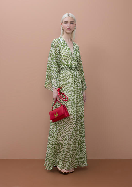 LOLA CASADEMUNT MITE GREEN GREEN PRINT CHIFFON DRESS MS2616015 126