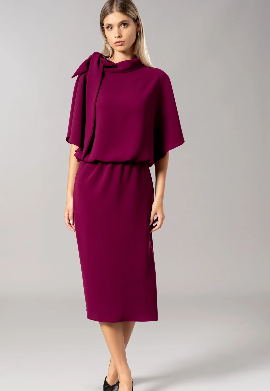 ROISIN LINNANE OLIVE CREPE DRESS PURPLE 226