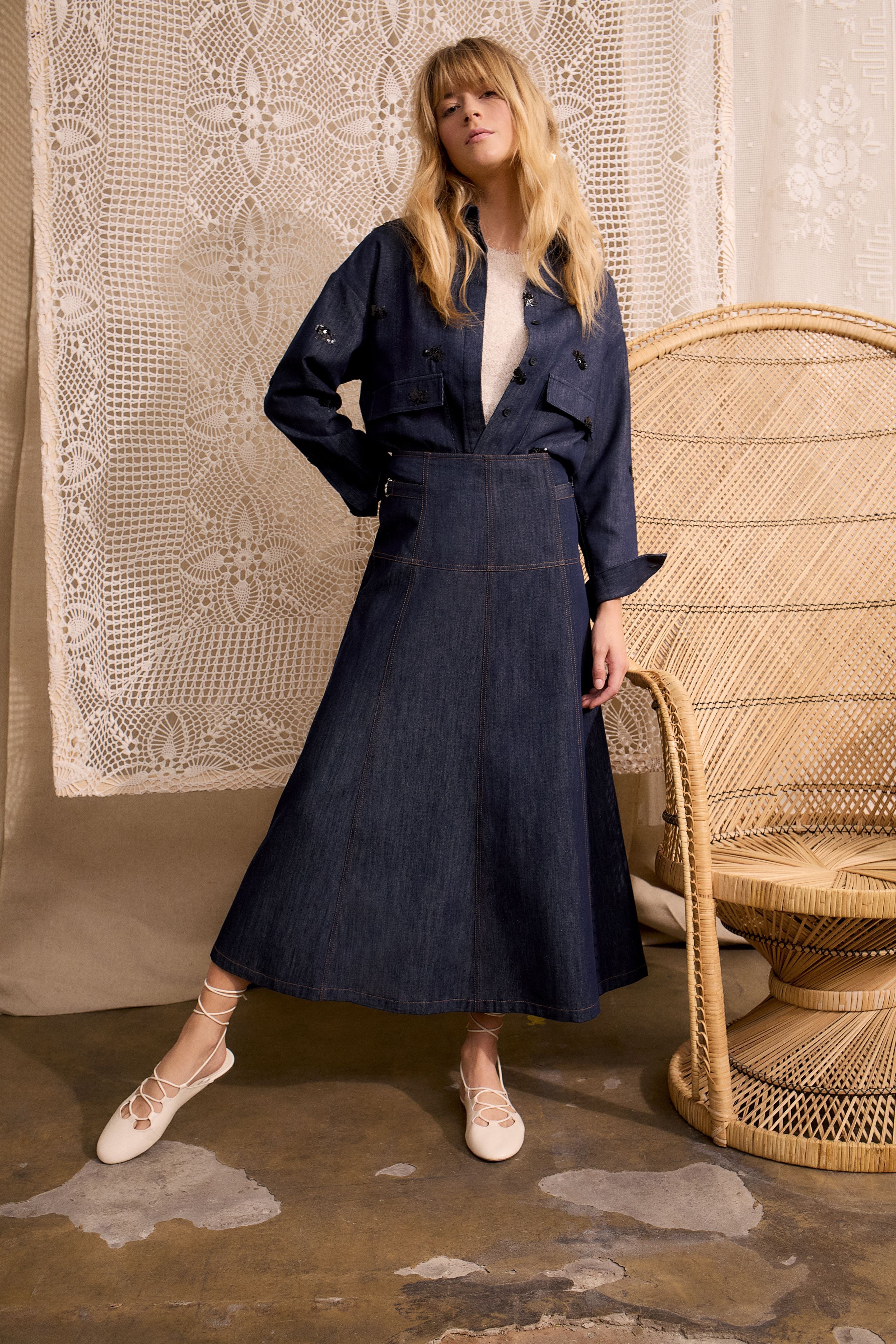 oui denim a-line skirt 96654 shop macbees ireland 