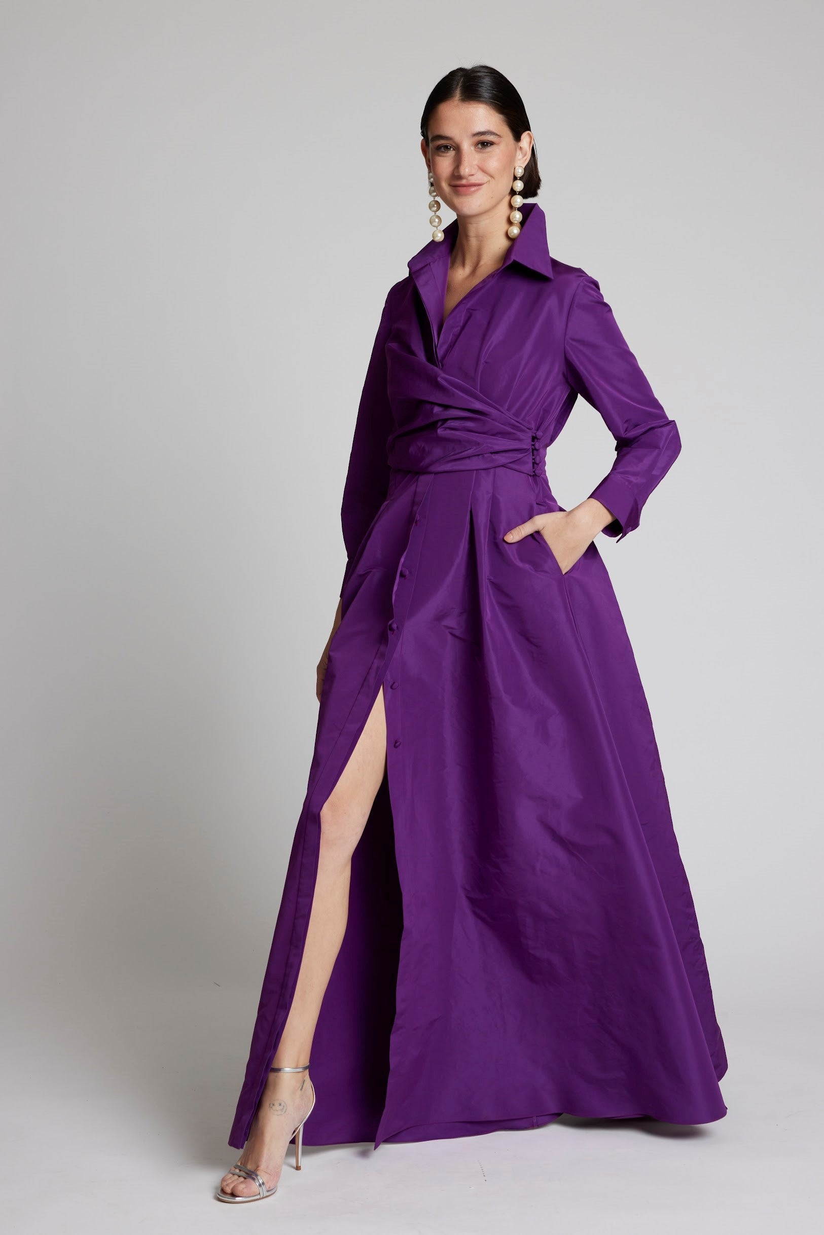 MOSKADA LONG TAFFATA PURPLE DRESS 225