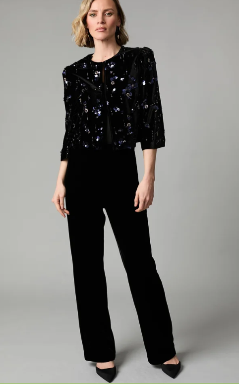 FEE G BLACK RILEY VELVET WIDE LEG TROUSER 431B/122 226
