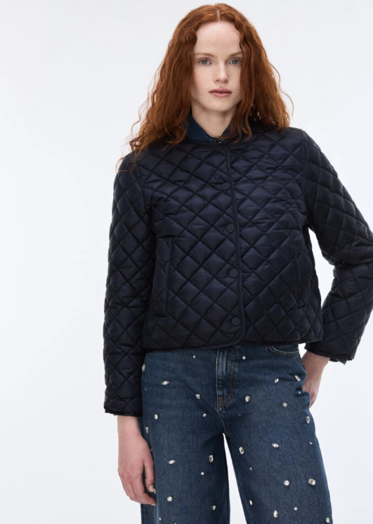 IBLUES NAVY QUILTED CROPPED JACKET IBLSEGALE 226