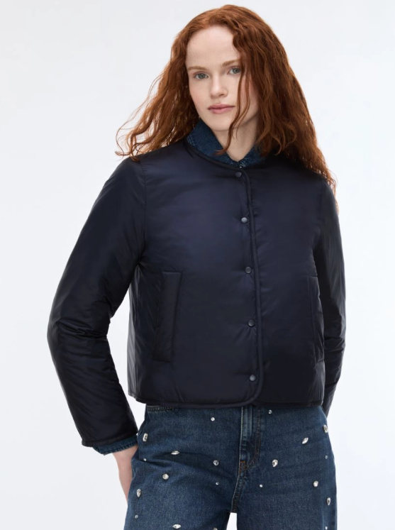 IBLUES NAVY QUILTED CROPPED JACKET IBLSEGALE 226