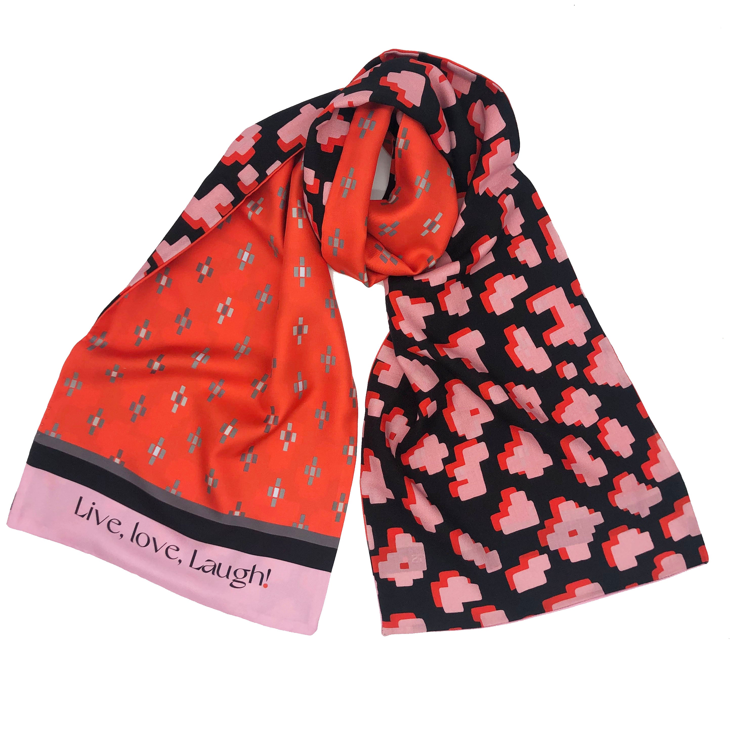 MACBEES TIDINGS DOUBLE SIDED SILK SCARF